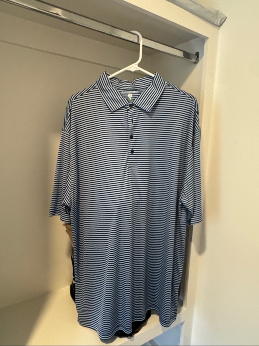 Men's Navy & Light Blue Striped Polo Shirt